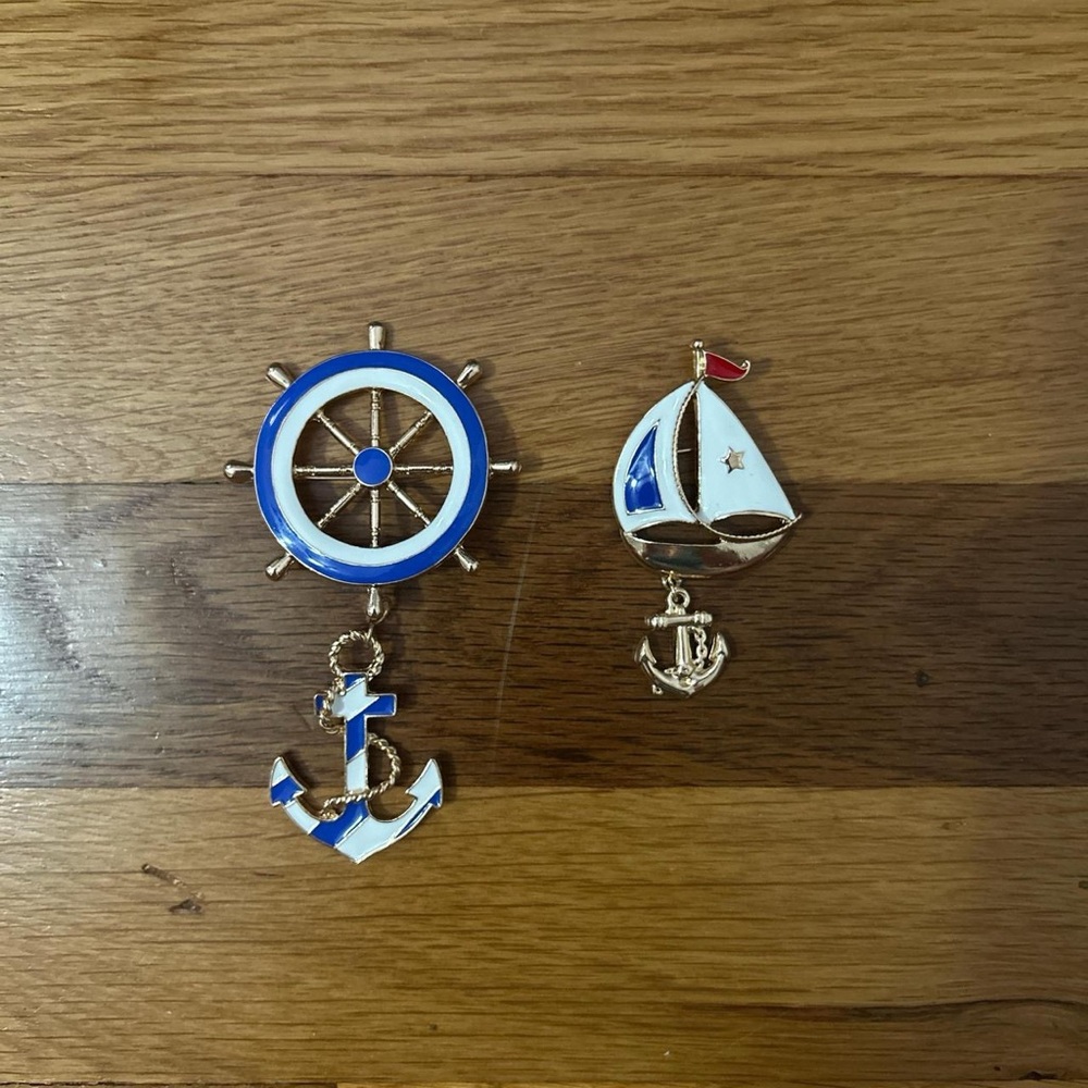 Nautical Kids Brooch Set - Blue and Gold